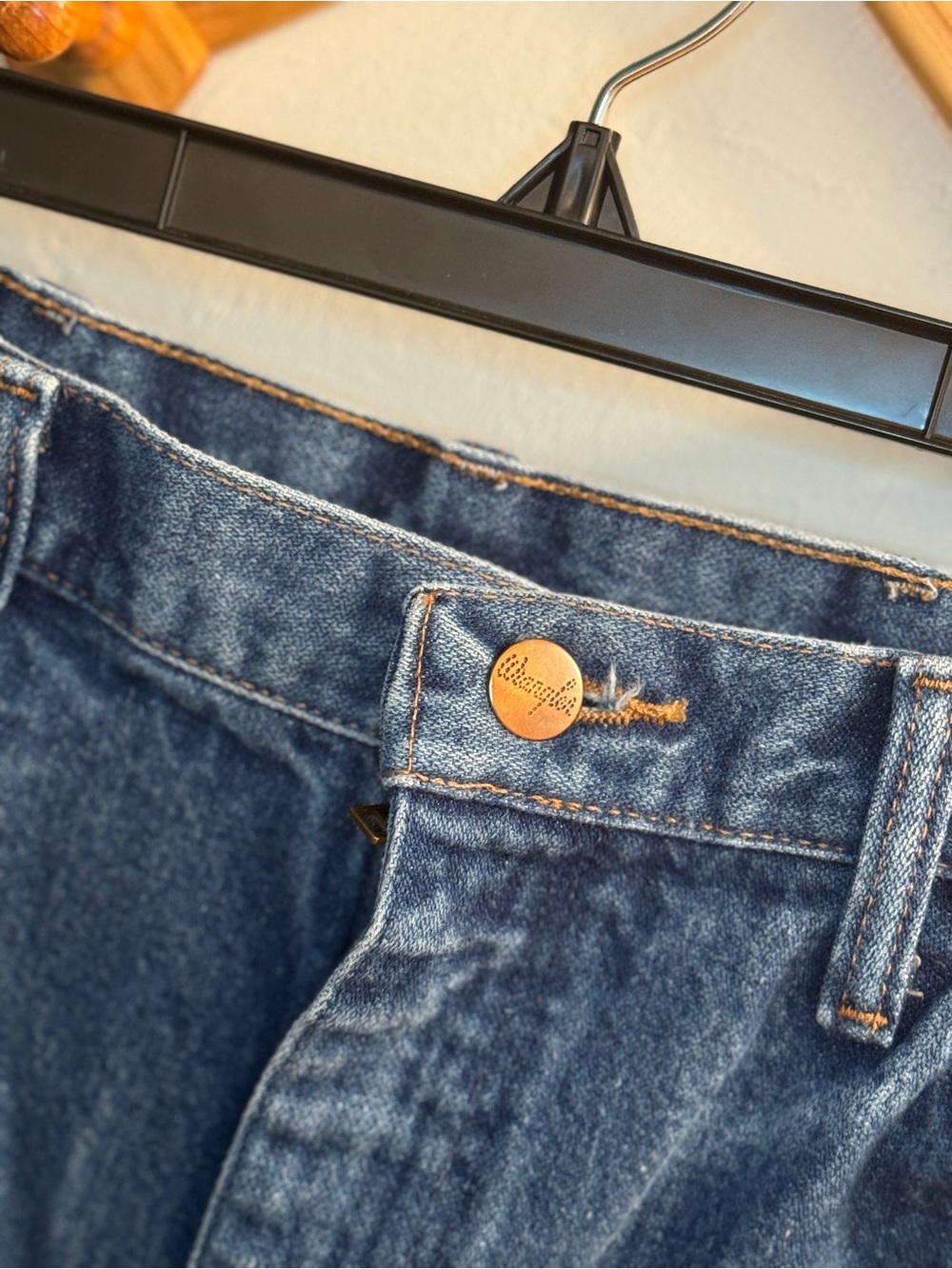 Vintage Wrangler Cowboy Cut Jeans 11/12 x 34 Made in USA High Rise Blue Denim - Picture 2 of 10